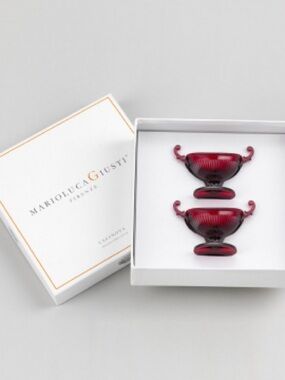 Mario Luca Giusti Limited edition Deep Ruby Red Salt/pepper Cellars, set